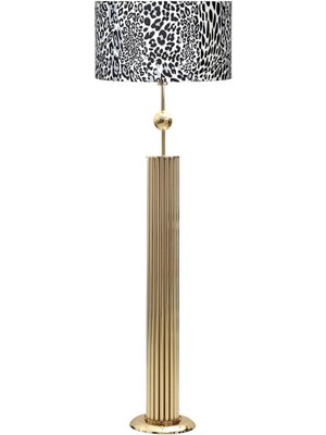 Epifanio Odeon Gold Kaplama Küre Detaylı Metal Çubuk Lambader - Leopar Desenli