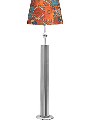 Epifanio Odeon Krom Kaplama Küre Detaylı Metal Çubuk Lambader - Cappadocia Desenli