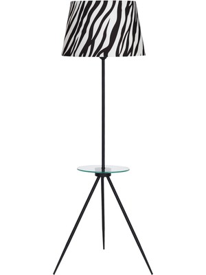 Epifanio Nevers Statik Siyah Cam Sehpalı Metal Lambader - Zebra