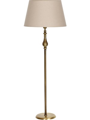 Vinner Eskitme Kaplama Retro Düz Tek Ayak Metal Lambader Konik Krem Başlık