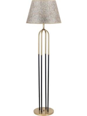 Vinner Houston Eskitme  Mat Gold Detaylı Metal Lambader - Sarı Kırçıl