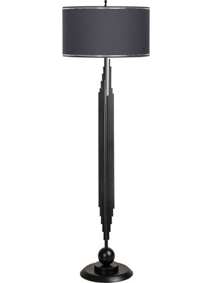 Vinner Marche Statik Siyah Özel Tasarım Metal Lambader - Krom Şeritli Antrasit