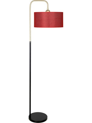 Vinner Potenza Eskitme Detaylı Siyah Metal Lambader - Hasır Bordo