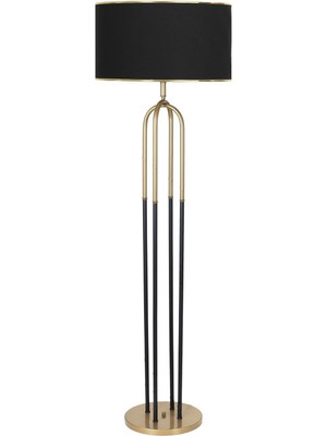 Vinner Houston Eskitme  Mat Gold Detaylı Metal Lambader - Gold Siyah