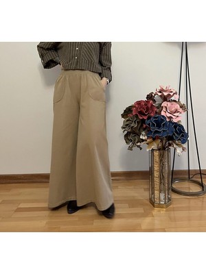 Cardella Kadın Yüksek Bel Ispanyol Paça Pamuklu Pantolon – Rahat Kesim Günlük Şık Bol Paça Pantolon