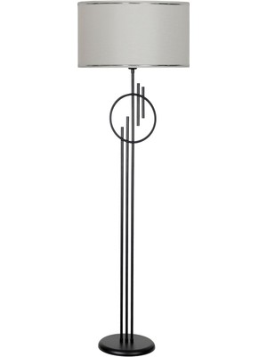 Vinner Seattle Statik Siyah Tek Ayaklı Metal Lambader - Krom Hasır Beyaz