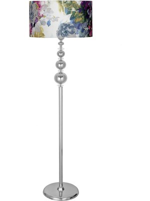 Vinner Kristal Taşlı Üçlü Küre Krom Kaplama Metal Lambader - Gül