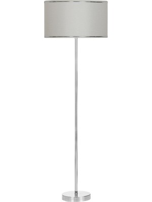 Vinner Conic Krom Kaplame Metal Lambader - Krom Şeritli Hasır Beyaz