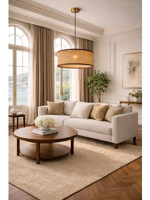 Vinner Auren Rattan Tekli Sarkıt Avize – Doğal Hasır Şapkalı, Kablolu, Modern Lüks Aydınlatma