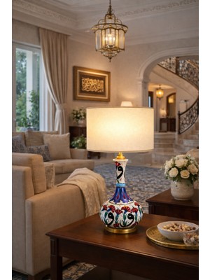 Vinner Iznik Aura | Ia-01 El Işçiliği Seramik Gövdeli Silindir Şapkalı Abajur