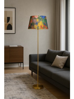 Epifanio Lucent Violet Konik Şapkalı Lambader Metal Gövde, Modern Salon ve Oturma Odası Lambader