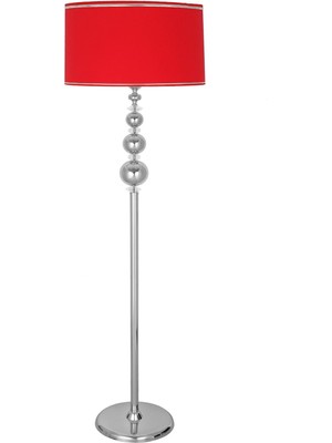 Epifanio Kristal Taşlı Üçlü Küre Krom Kaplama Metal Lambader - Krom Kırmızı