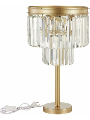 Vinner ABJ-RU001 Eskitme Mat Gold Tek Ayaklı Kristal Taşlı Metal Abajur