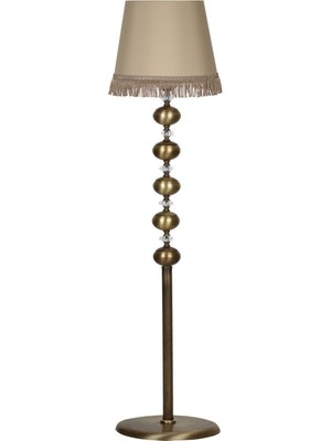 Epifanio Eskitme 5'li Kristal Taşlı Küre Lambader - Sütlü Kahve Püskül