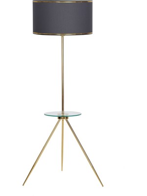 Epifanio Nevers Gold Kaplama Cam Sehpalı Metal Lambader - Gold Antrasit