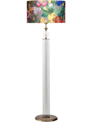 Epifanio Caen Eskitme Detaylı Modern Özel Tasarım Cam Lambader - Violet Desenli