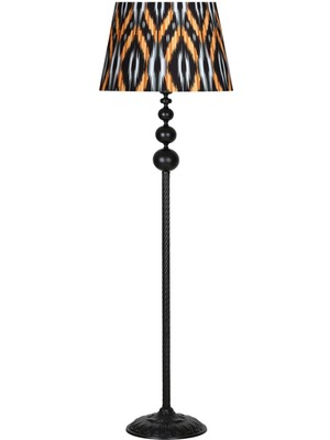 Epifanio Grasse Black Üçlü Küre Metal Lambader - Etnic Desenli