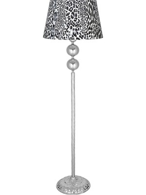 Epifanio Çift Küre Krom Kaplama Burgulu Metal Lambader - Leopar