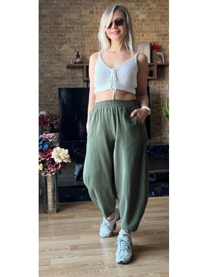 Cardella Kadın %100 Pamuk Gabardin Cepli Şalvar Pantolon