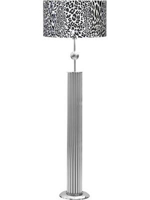 Epifanio Odeon Krom Kaplama Küre Detaylı Metal Çubuk Lambader - Leopar Desenli