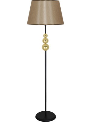 Vinner Üçlü Gold Küre Tek Ayaklı Siyah Metal Lambader - Vizon