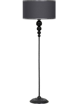 Epifanio Oppose Siyah Kaplama Four Küre Metal Burgulu Tek Ayaklı Lambader - Krom Şeritli Antrasit