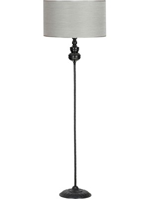 Epifanio Munch Siyah Kaplama Metal Burgulu Tek Ayaklı Lambader - Pre Gri