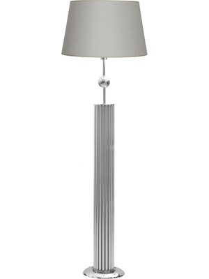 Epifanio Odeon Krom Kaplama Küre Detaylı Metal Çubuk Lambader - Gri