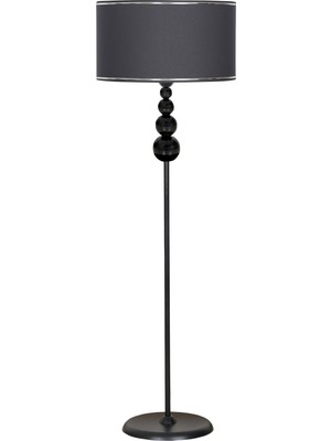 Epifanio Bern Siyah Kaplama Four Küre Metal Tek Ayaklı Lambader - Krom Şeritli Antrasit