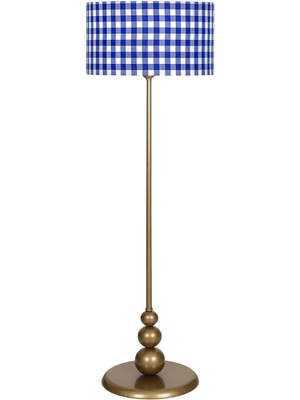 Epifanio Lima Eskitme Kaplama Düz Metal Ayaklı Lambader - Mavi Beyaz Ekose