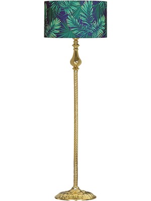 Epifanio Madelyn Gold Kaplama Burgulu Metal Lambader - Yaprak Desenli