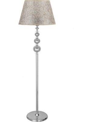 Vinner Kristal Taşlı Üçlü Küre Krom Kaplama Metal Lambader - Sarı Kırçıl