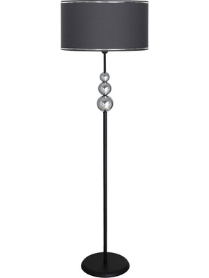 Vinner Üçlü Krom Küre Tek Ayaklı Siyah Metal Lambader - Krom Kenarlı Antrasit