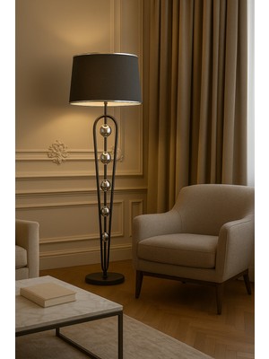 Epifanio Orbis Krom Antrasit Şapkalı Krom Detaylı Modern Metal Lambader