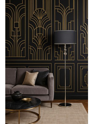 Epifanio Lumina Krom Antrasit Şapkalı Metal Lambader – Lüks Salon ve Oturma Odası Aydınlatması