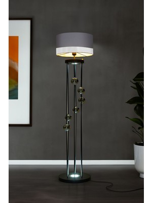 Vinner Clichy Metal Lambader Gri Antrasit Renkli Statik Siyah Krom Küreli Spot Işıklı