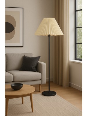 Vinner LMD-FR03 Conic Statik Siyah Metal Lambader - Krem Kırma