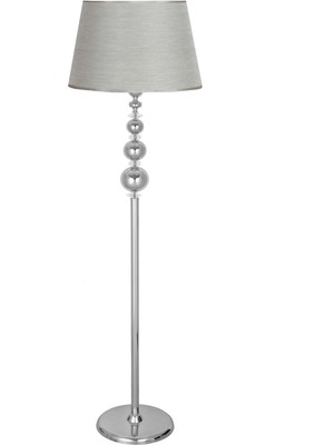 Vinner Kristal Taşlı Üçlü Küre Krom Kaplama Metal Lambader - Pre Gri