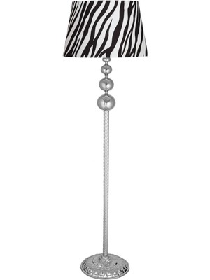 Epifanio Üçlü Küre Krom Kaplama Burgulu Metal Lambader - Zebra