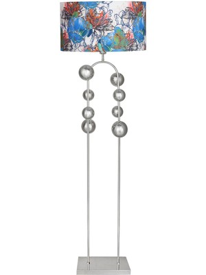 Vinner Krom Kaplama Metal Lambader - Flowers Desenli