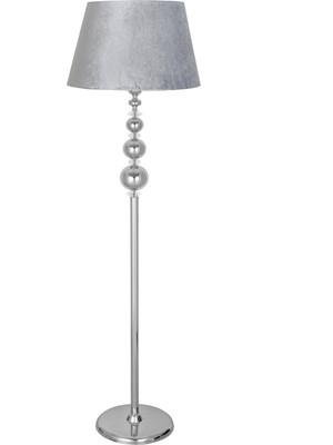 Vinner Kristal Taşlı Üçlü Küre Krom Kaplama Metal Lambader - Kadife Gri