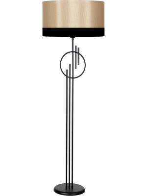 Vinner Seattle Statik Siyah Tek Ayaklı Metal Lambader - Çuval Bezi Efektli