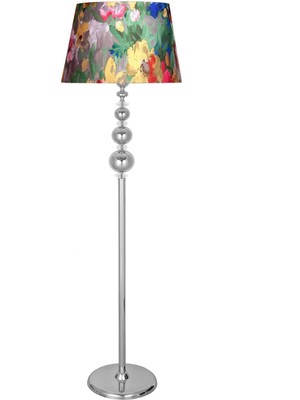 Vinner Kristal Taşlı Üçlü Küre Krom Kaplama Metal Lambader - Violet