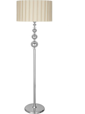 Vinner Kristal Taşlı Üçlü Küre Krom Kaplama Metal Lambader - Krem Kırma