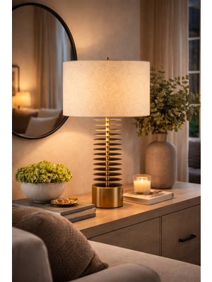 Vinner Walwe Eskitme Gold Metal Abajur – Modern Dekoratif Masa Lambası | ABJ-FR02