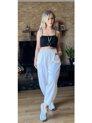 Cardella Kadın %100 Pamuk Gabardin Cepli Şalvar Pantolon