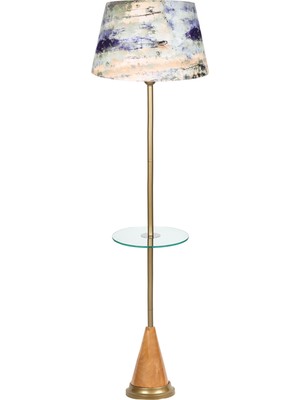 Epifanio Bondy Özel Üretim Eskitme Kaplama Cam Sehpalı Lambader - Blumixed