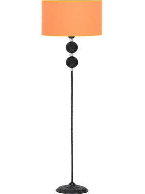 Epifanio Delhi Siyah Çift Küre Kristal Taşlı Burgulu Metal Lambader - Turuncu