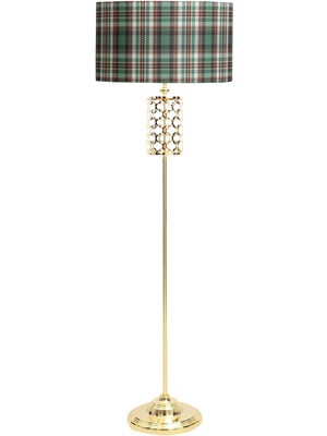 Epifanio Bourges Gold Kaplama Özel Tasarım Metal Lambader - Haki Ekose Desenli