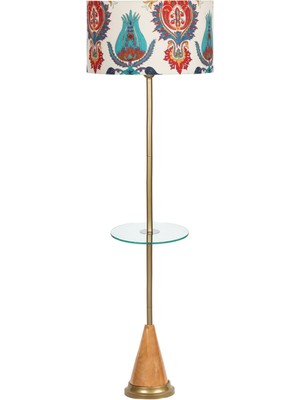 Epifanio Bondy Özel Üretim Eskitme Kaplama Cam Sehpalı Lambader - Lale Desenli